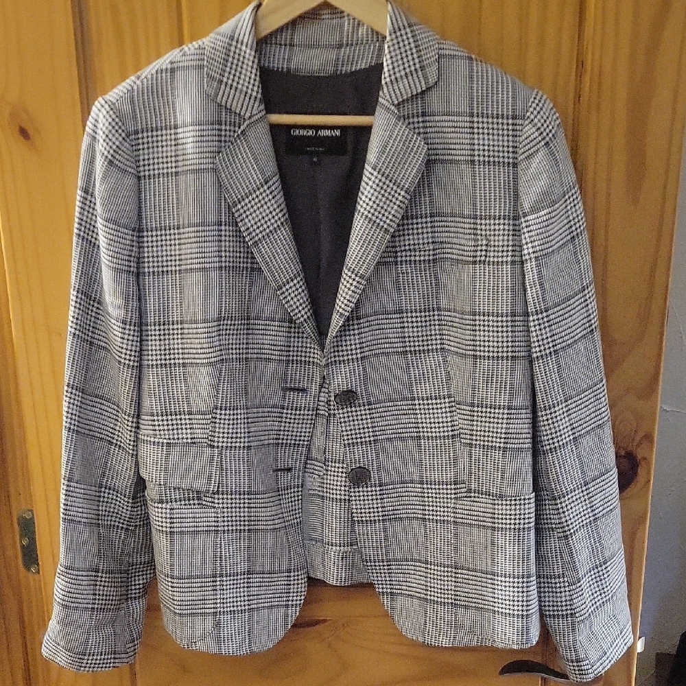 Giorgio Armani Gray Plaid Women's Blazer